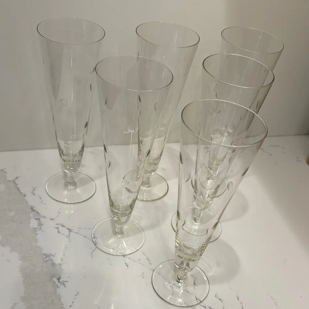 Vintage Polka Dot Champagne Flutes Set of 6